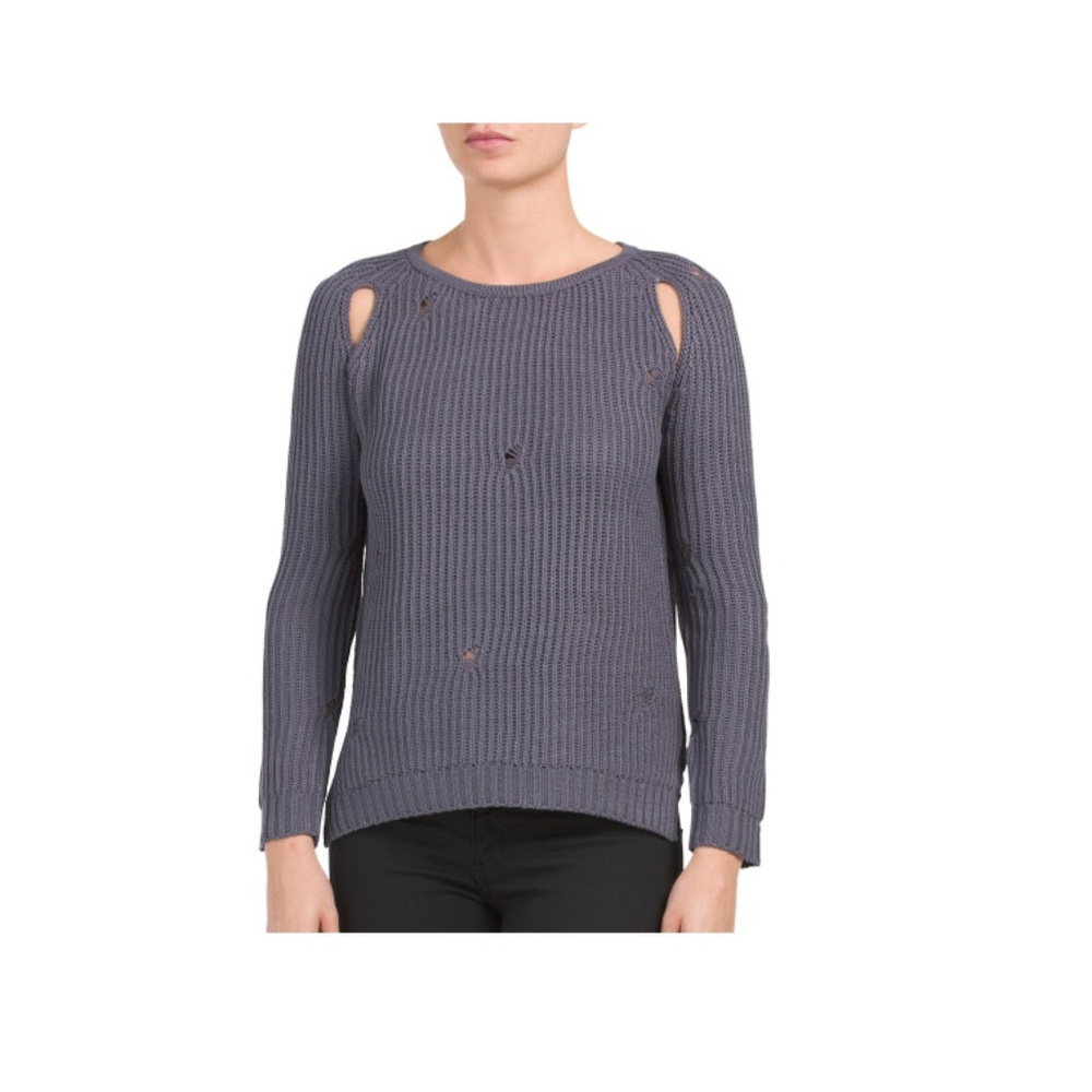 NWT Knit & Lynk distressed sweater, blue steel